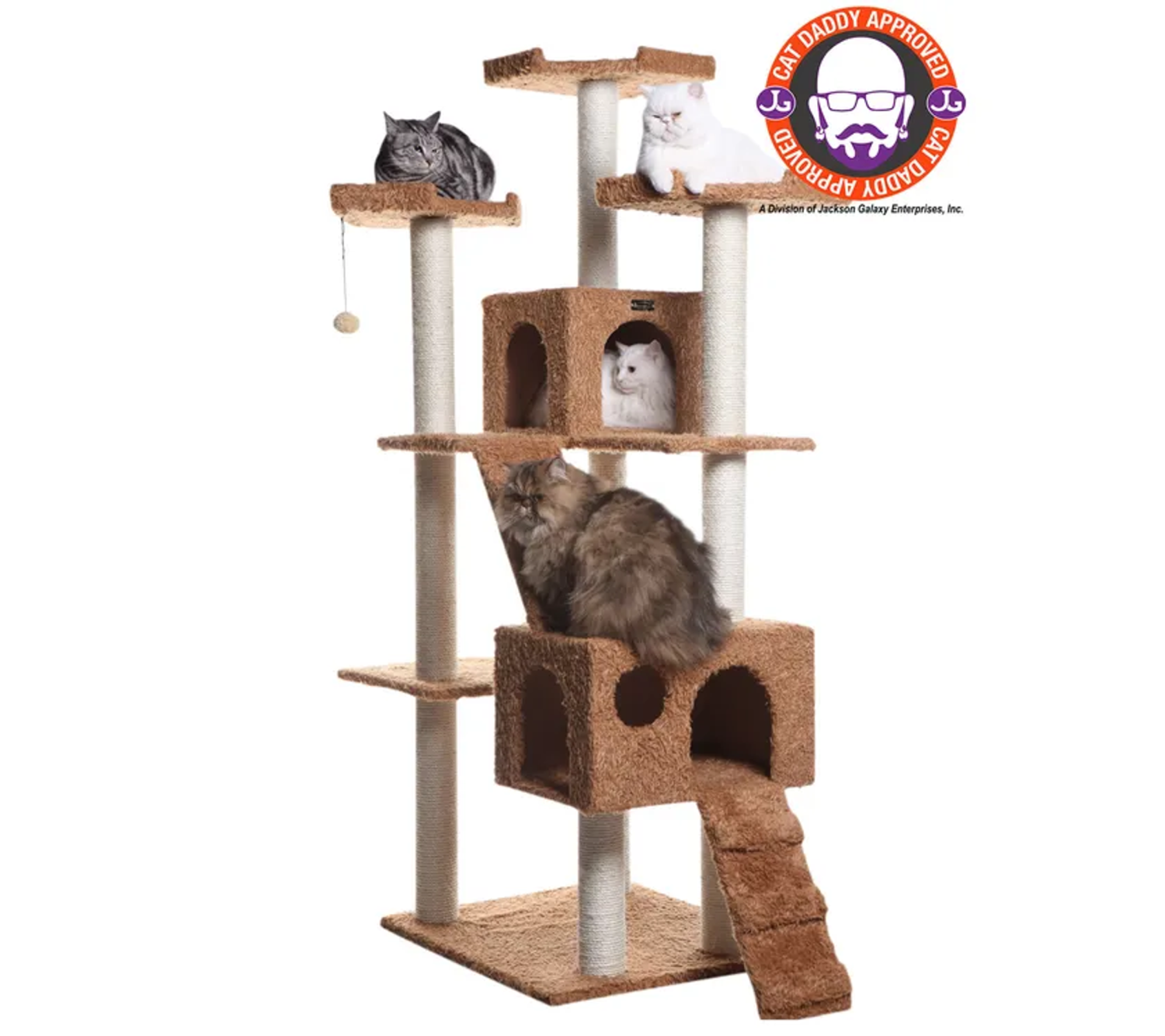AeroMark International Inc Real Wood 74" Multi-Level Cat Tree Large Cat Play Furniture Scratchers