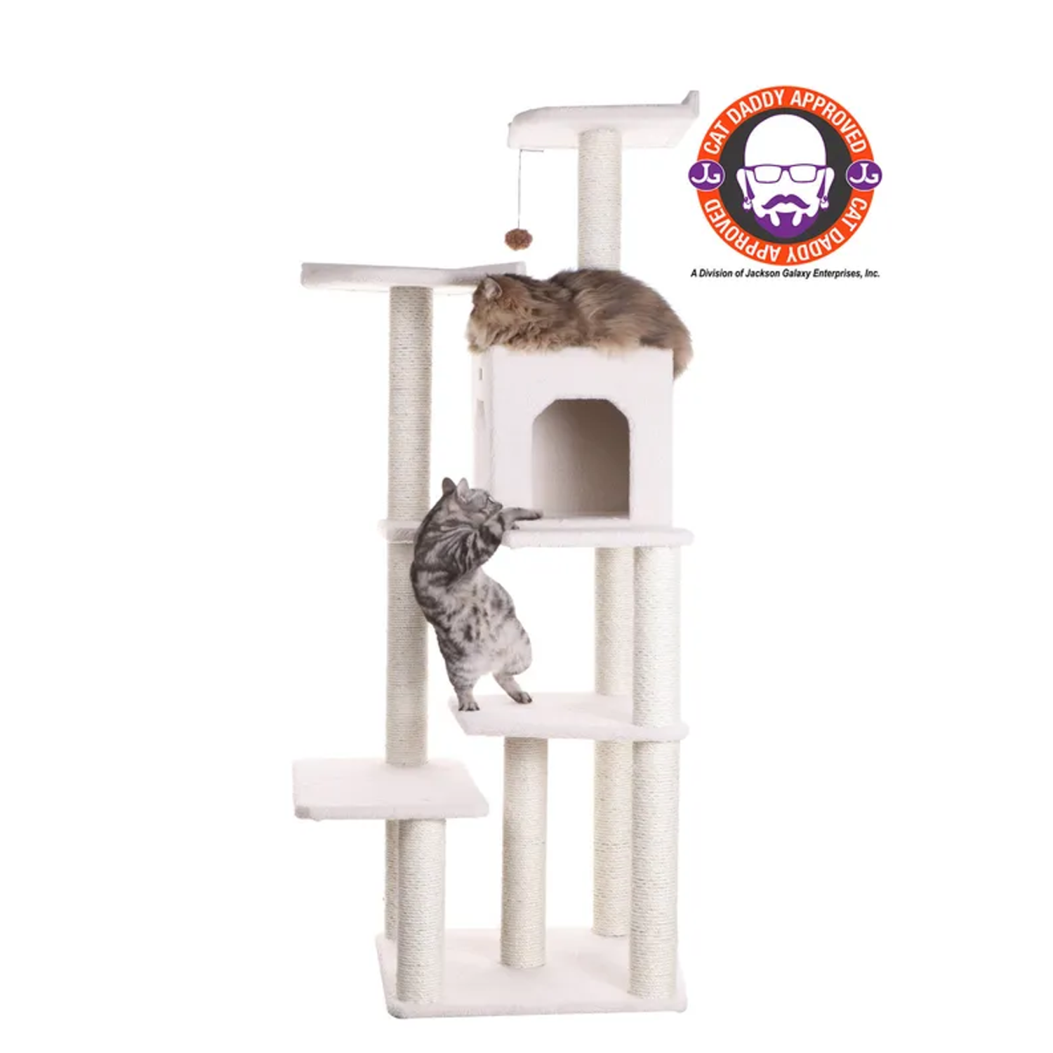 AeroMark International Inc Real Wood B6802 Classic Cat Tree In Ivory 6 Levels Condo Scratchers