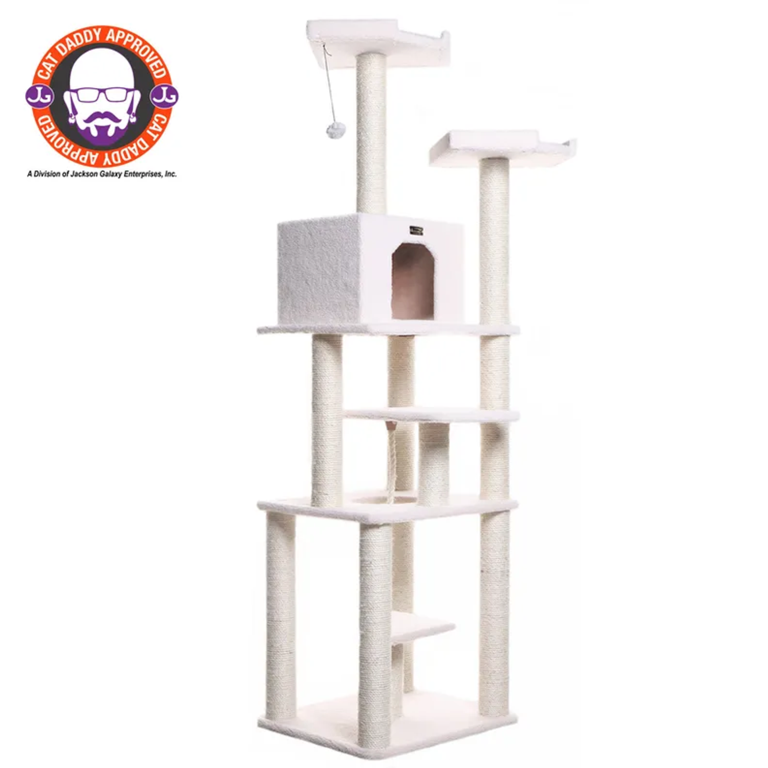 AeroMark International Inc Real Wood B7801 Classic Cat Tree In Ivory 6 Levels Playhouse Scratchers