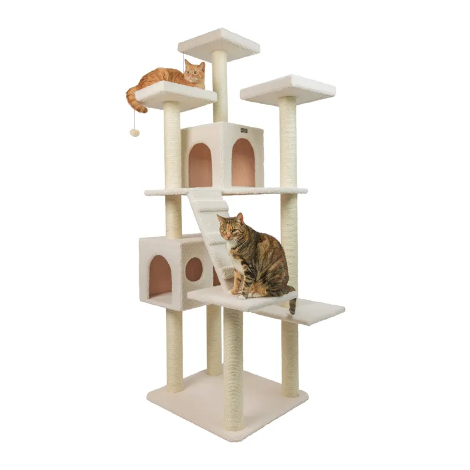 AeroMark International Inc Real Wood Classic Ivory Cat Tree Multi Levels Condos B7701 Scratchers