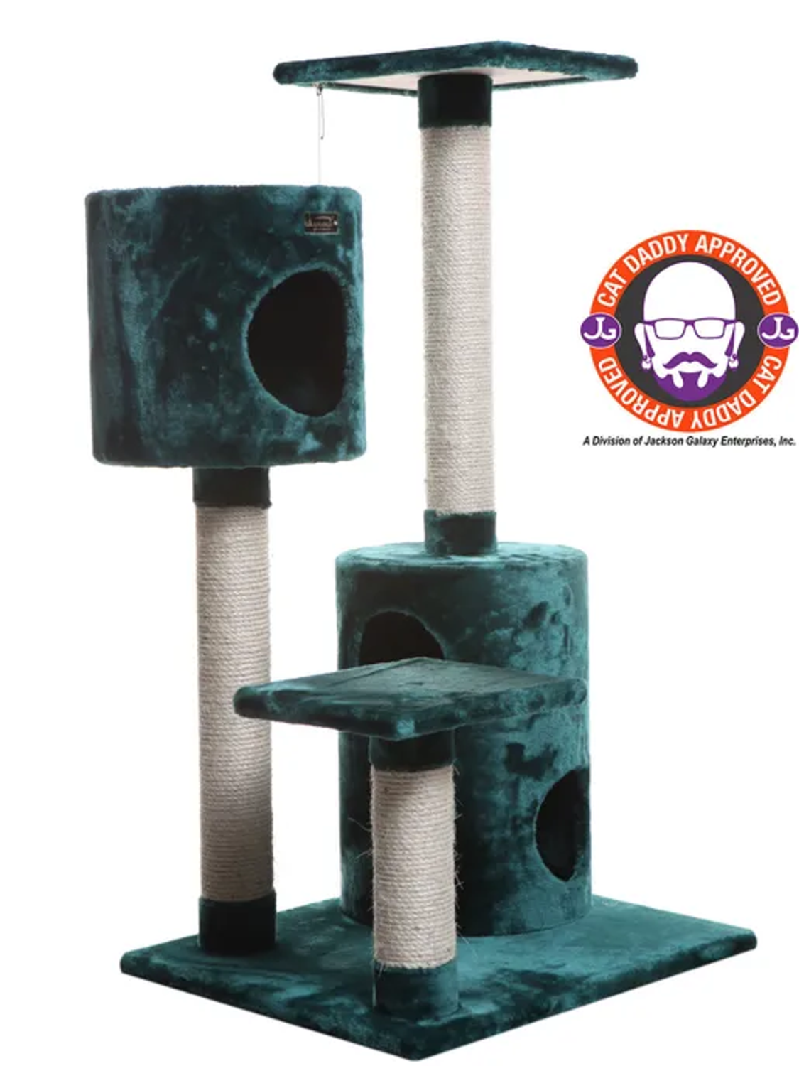 AeroMark International Inc Real Woood Cat Tree House W 2 Private Condos 43" Green Scratchers