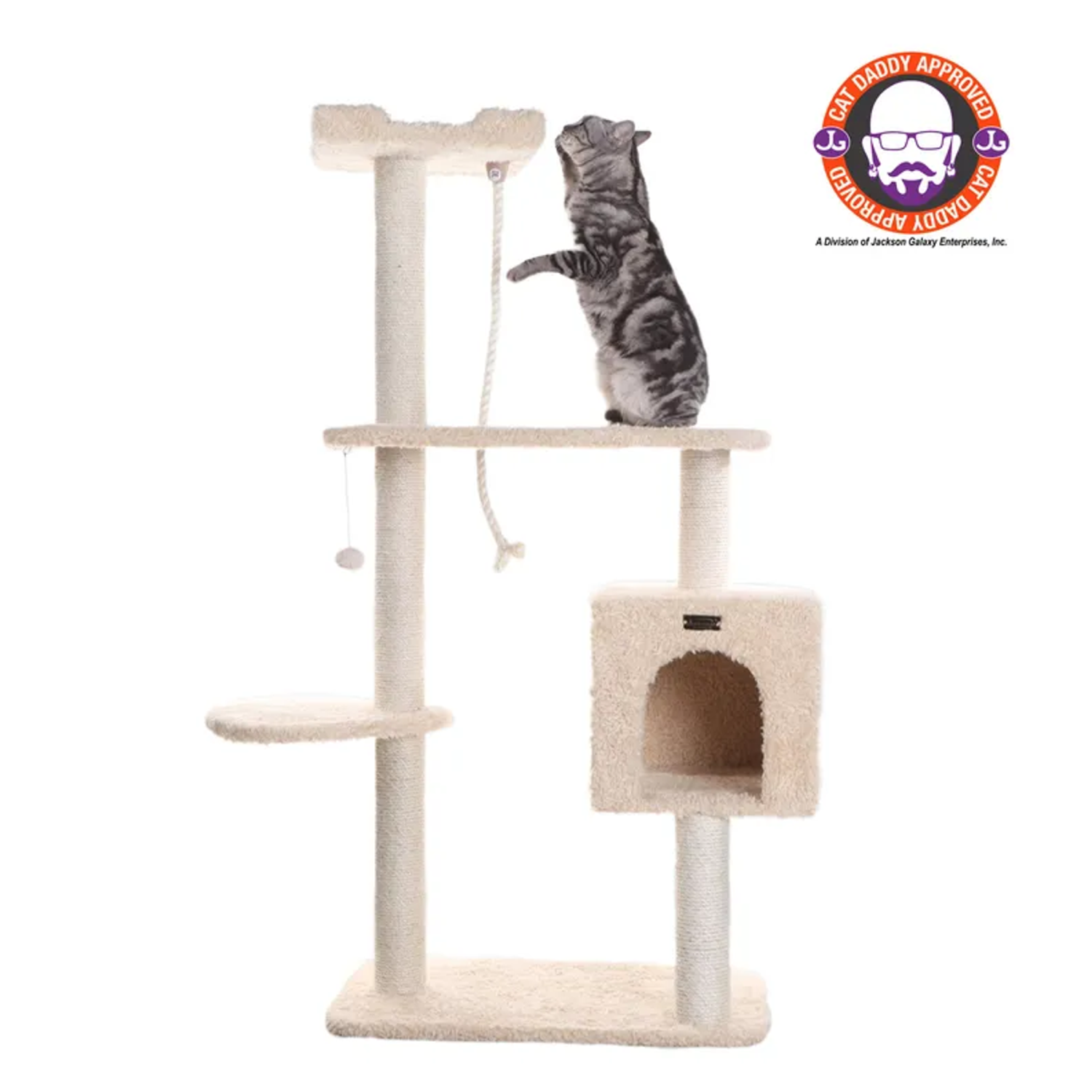 AeroMark International Inc Real Woood Faux Fur Covered Cat Scratch Furniture 57" Beige Scratchers