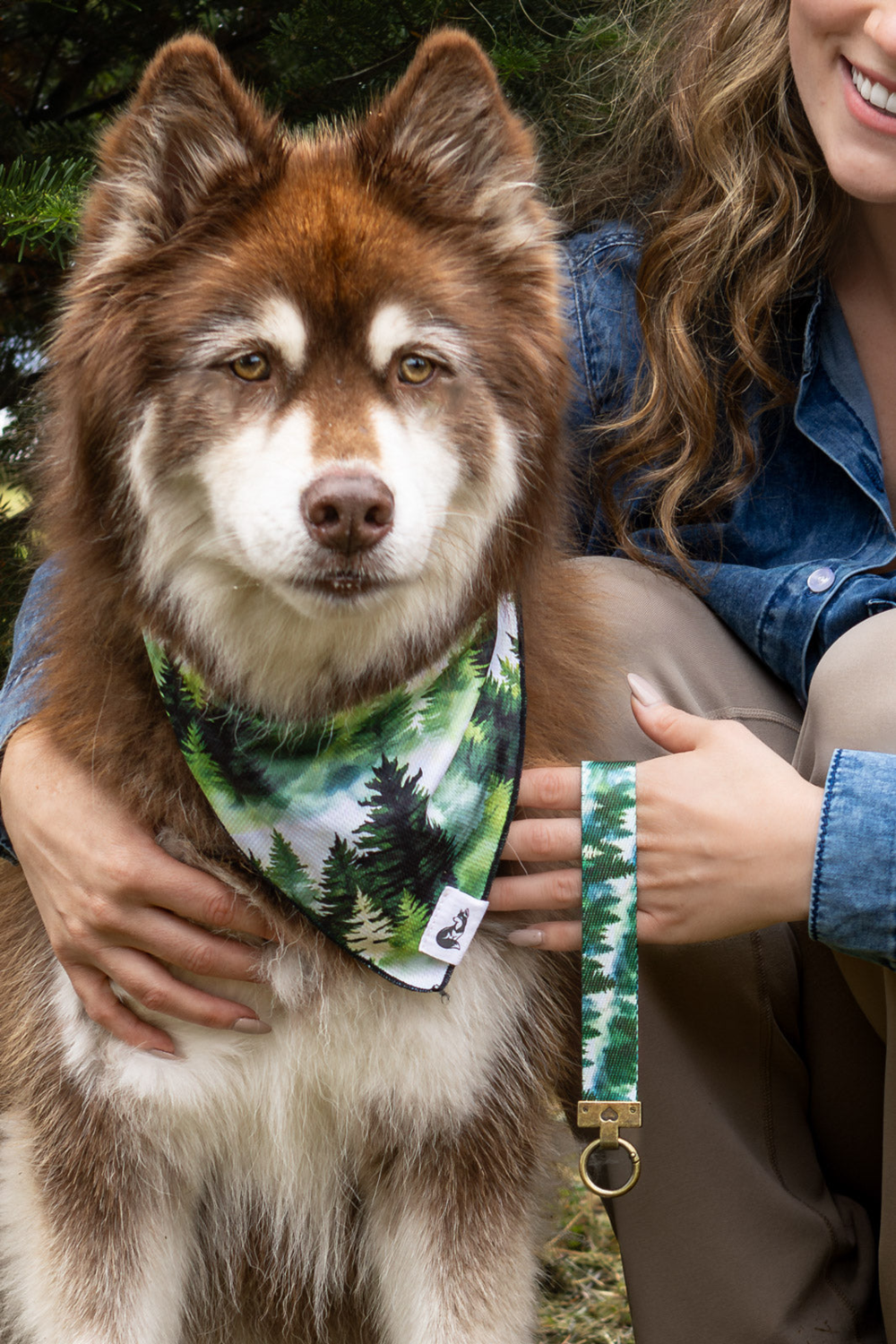 Aria the Fox LLC Evergreen Explorer Dog Bandana & Matching Keychain Dog Bandanas