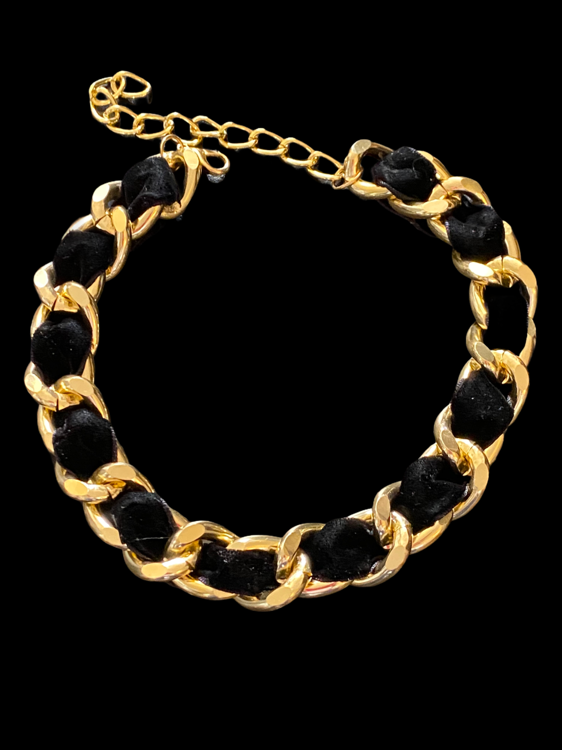 Bark Fifth Avenue Gold Chain Velvet Collar Dog Collars