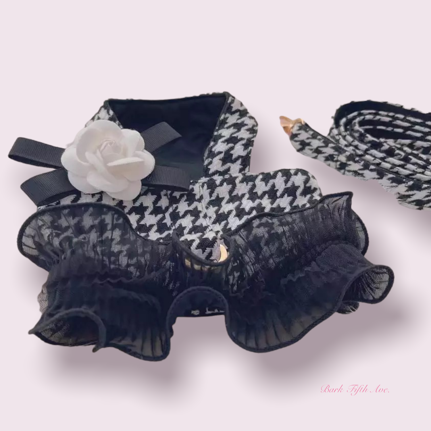 Bark Fifth Avenue Houndstooth Tutu Harness and Leash Dog Harnesses