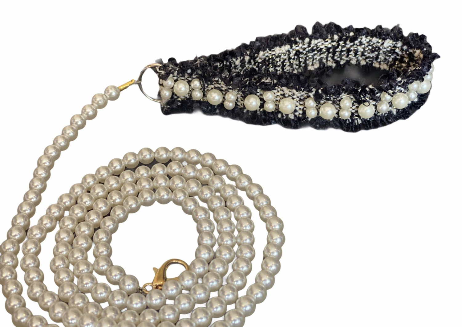 Bark Fifth Avenue Pearl and Tweed Leash Dog Leashes