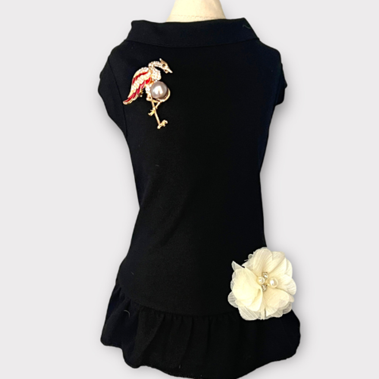 Bark Fifth Avenue Elegant Flamingo Rhinestone and Pearl-Dog Dress Dog Clothes
