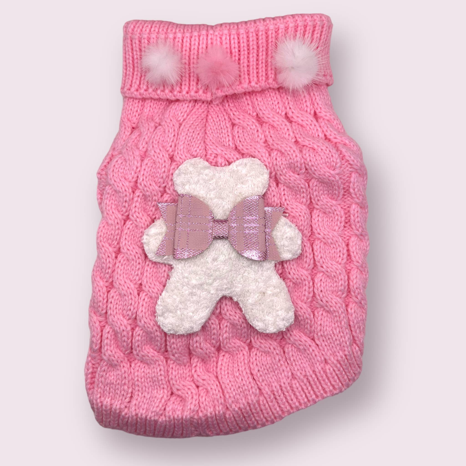 Bark Fifth Avenue Terry Cloth Knit PomPom Bear Dog Sweater Dog Clothes