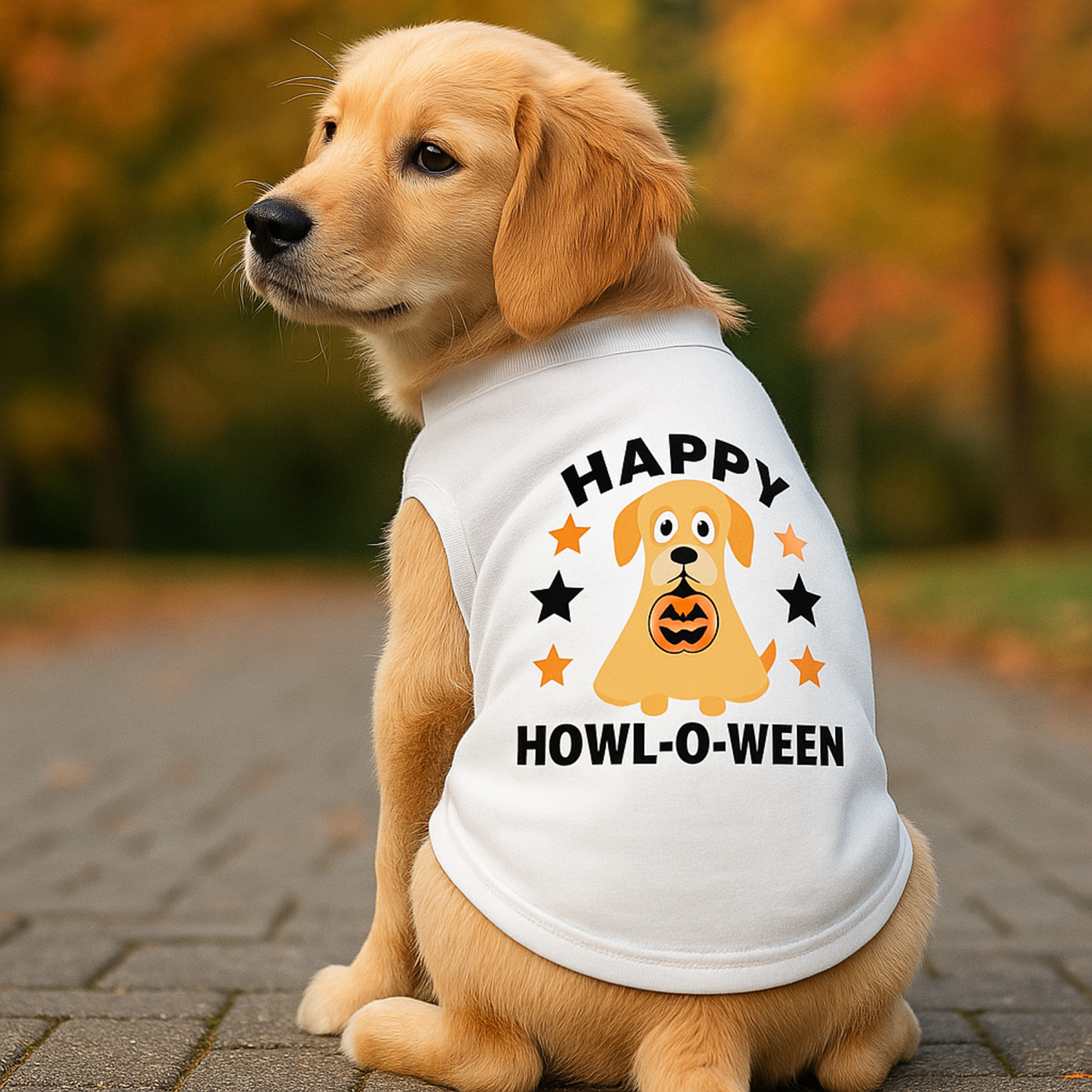 Bark Fifth Avenue Pumpkin Pup Ghost Dog Tee Dog Clothes