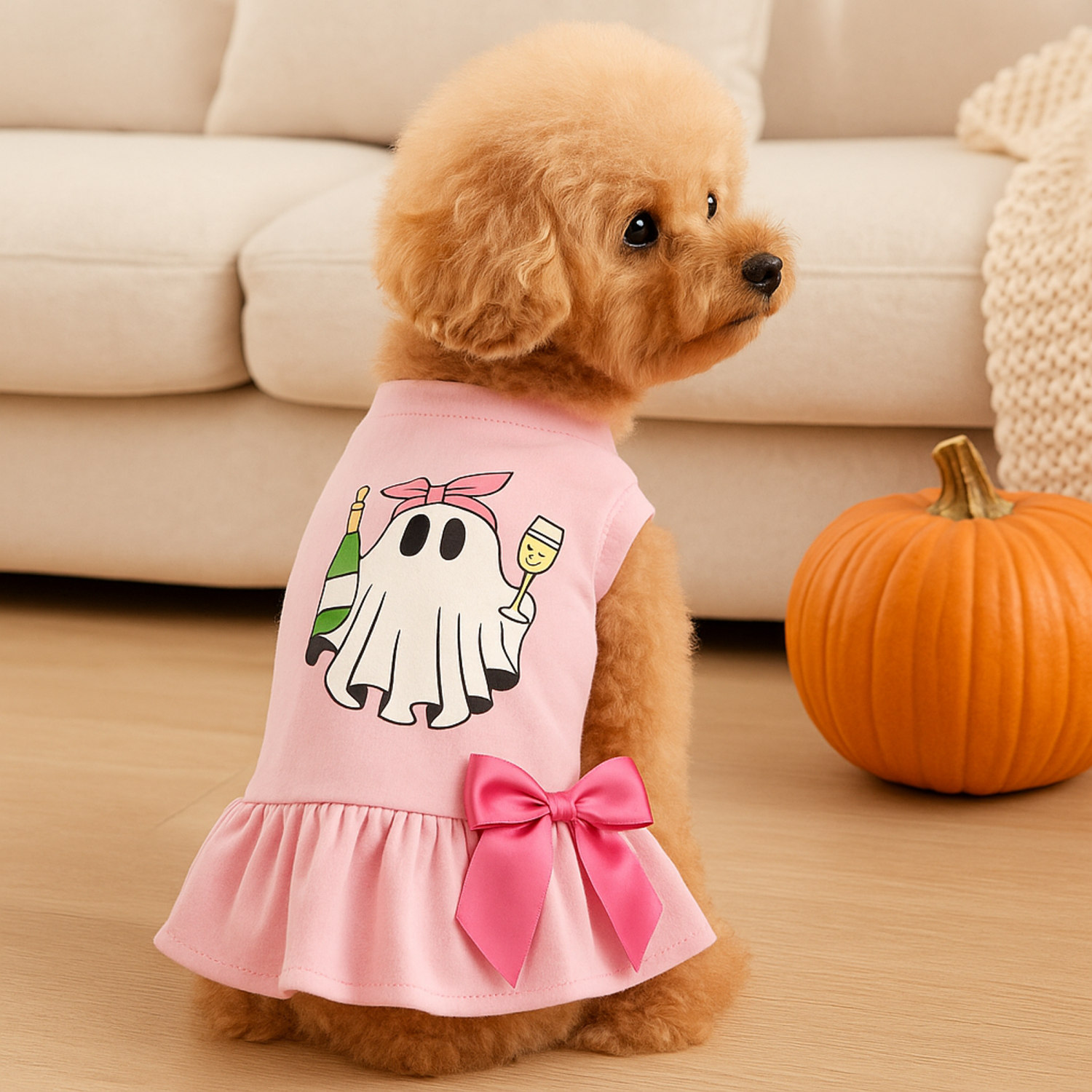 Bark Fifth Avenue Champagne Boo Bash Ruffle Dress Dog Clothes