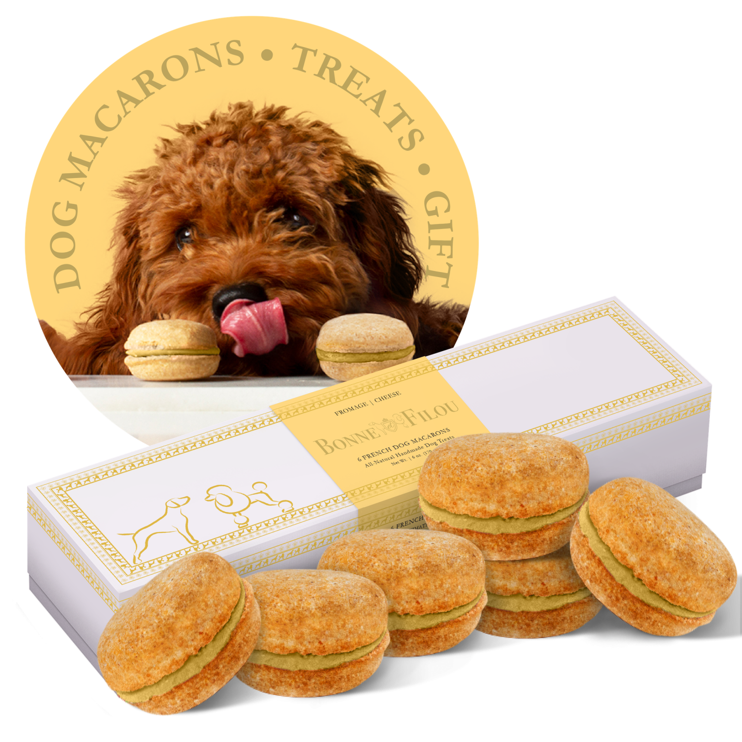 Bonne et Filou Dog Macarons - Box of 6 (Available in 12 Flavors) Dog Treats