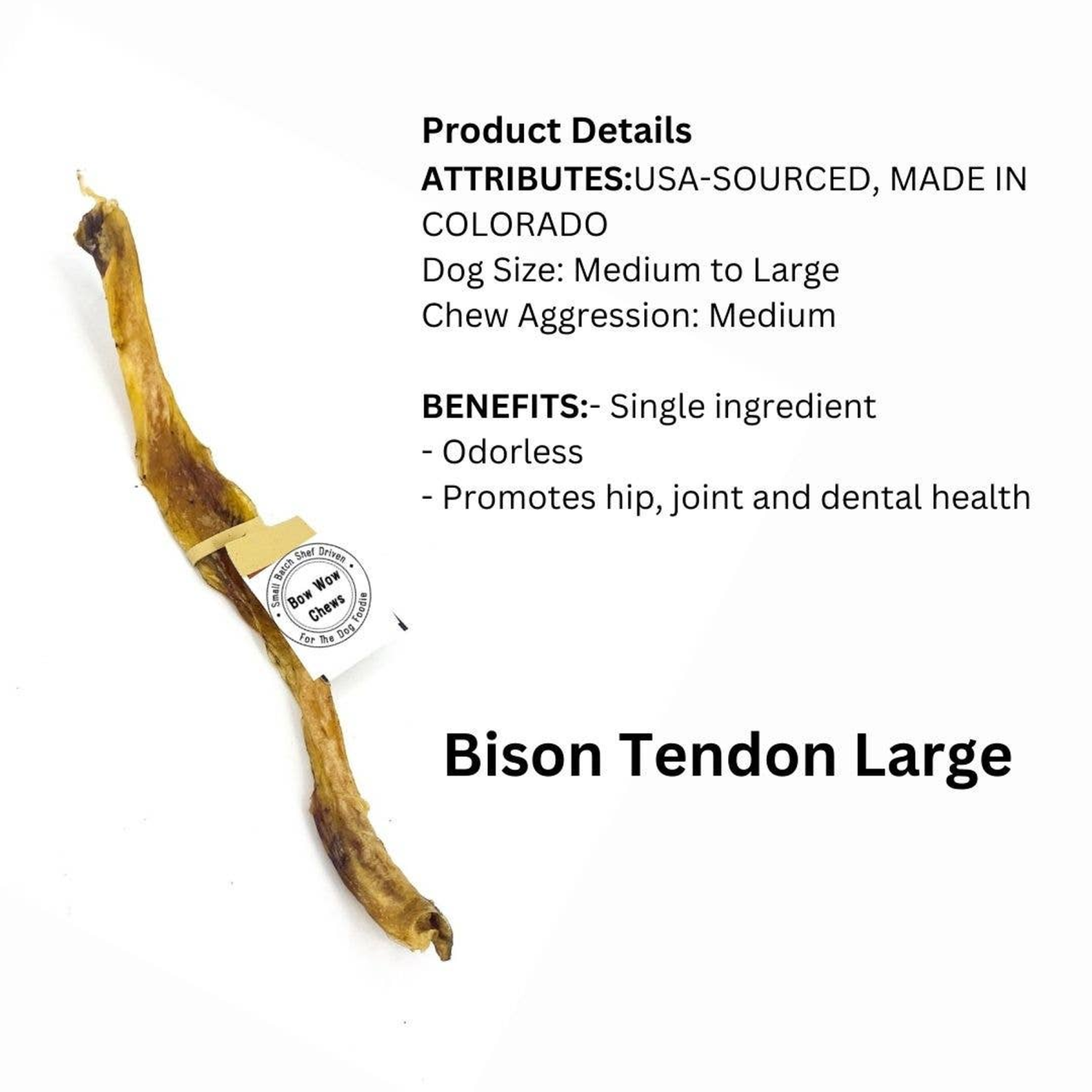 Bow Wow Chews LLC Colorado Bison Tendon Large Dog Treats