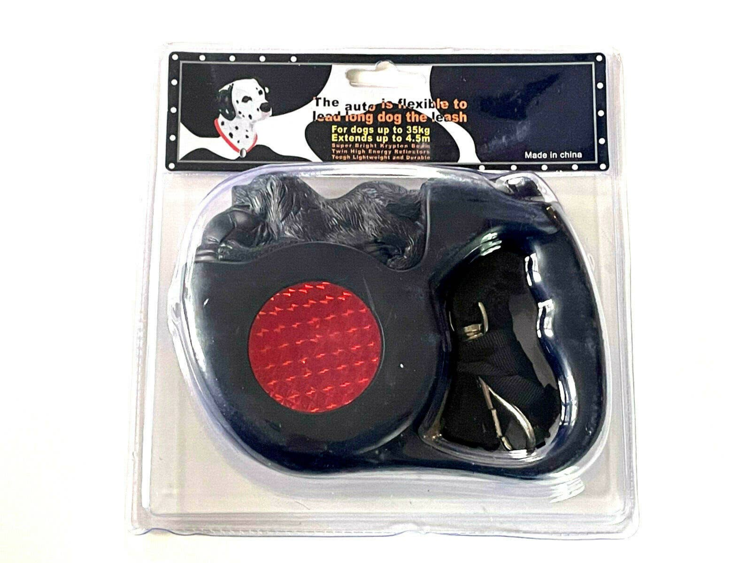 HASHIR PRODUCTS Reflective Retractable Pet Dog Leash Up to 4.5m Long 35kg 77lbs Krypton Beam Strong Grooming Supplies