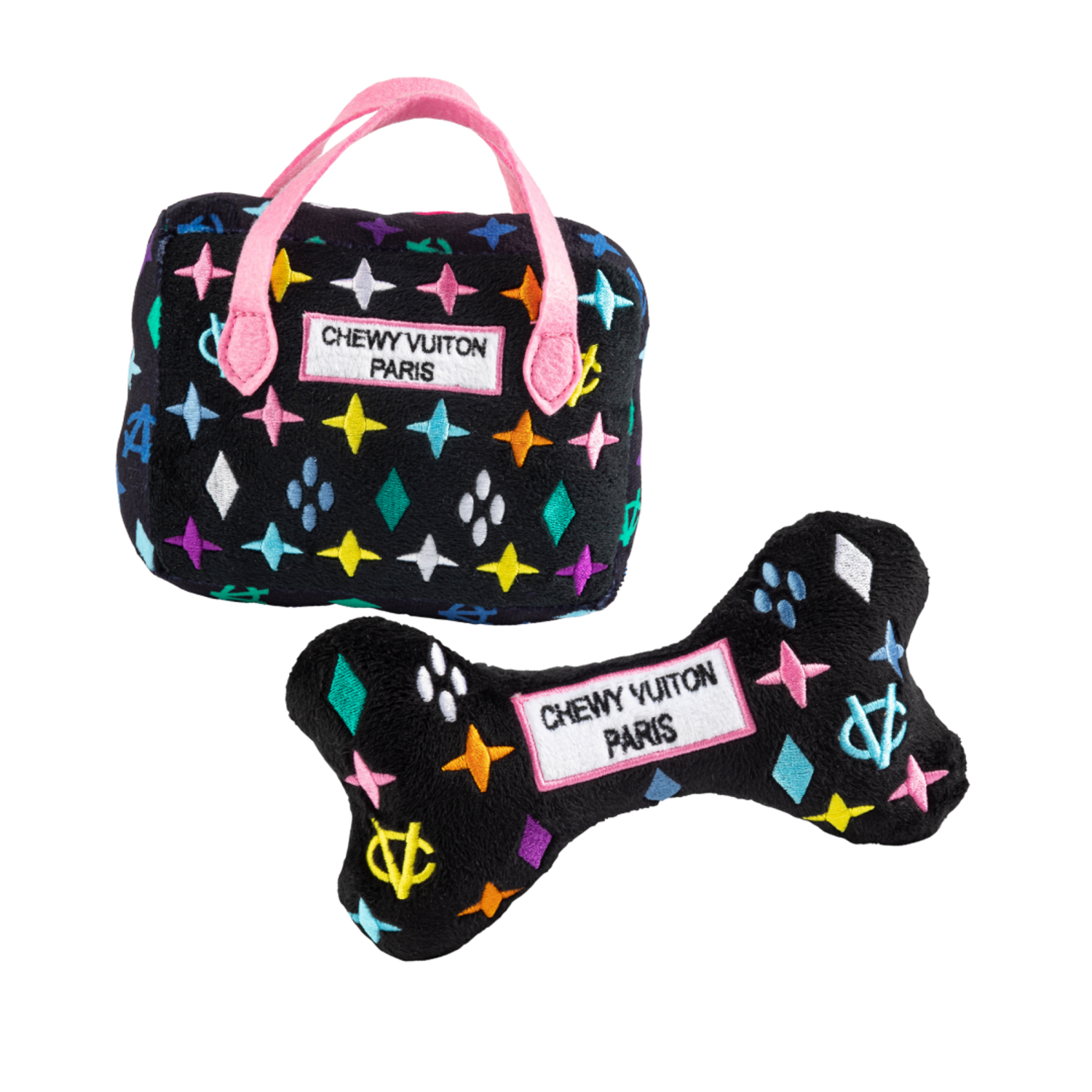 Haute Diggity Dog LLC Black Chewy Vuiton Bundle Squeaker Dog Toy Dog Toys