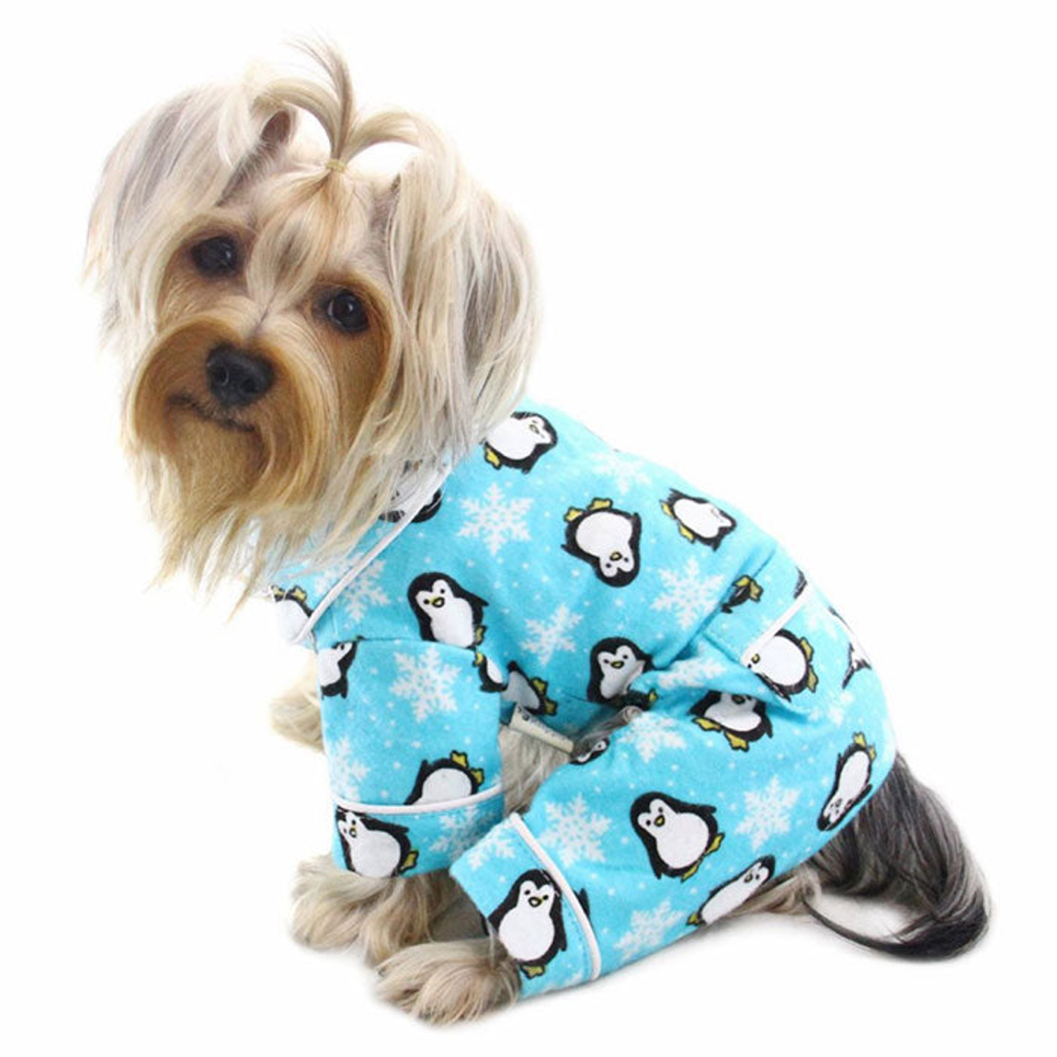 Klippo Pet Inc Penguins & Snowflake Flannel PJ with 2 Pockets (Turquoise) Pajamas