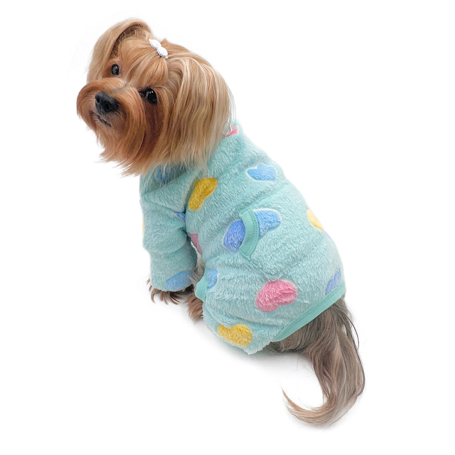 Klippo Pet Inc Ultra Plush Colorful Hearts Turtleneck Pajamas Dog Clothes