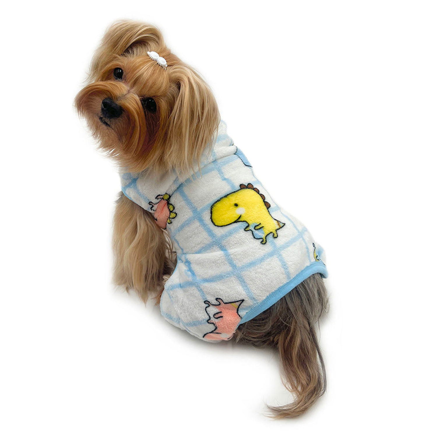 Klippo Pet Inc Ultra Plush Colorful Dinosaurs Front Sleeveless Pajamas Dog Clothes
