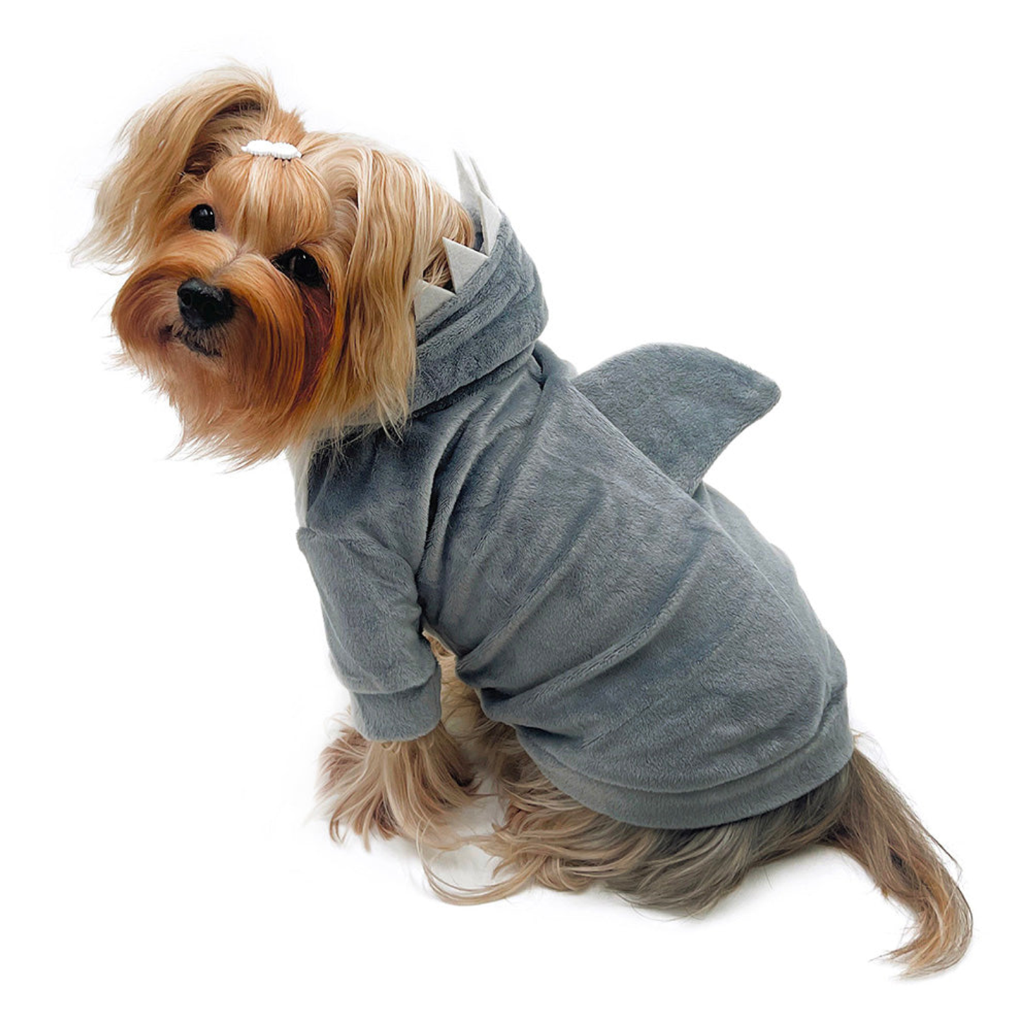 Klippo Pet Inc Ultra Plush Shark Hoodie with Fin & Teeth Dog Clothes