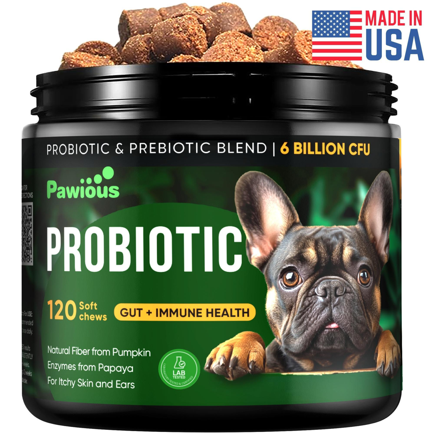Onlihub Inc Probiotics for Dogs Digestive Enzymes Gut Flora Digestive Health Immune System Diarrhea Support Itchy Skin Allergies Pumpkin Flaxseed Meal Papaya Powd Vitamins & Supplements
