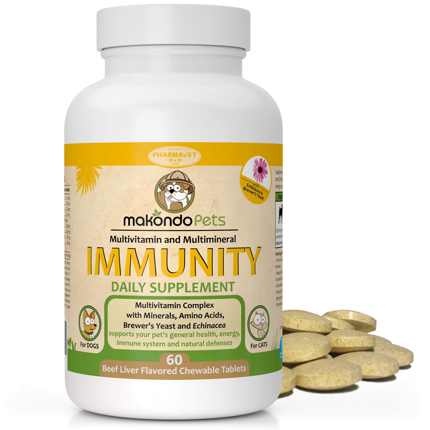 Onlihub Inc Immune Support Dog Supplement Dog Allergy Relief with Vitamins Minerals Echinacea and Brewers Yeast for Dogs Immunity Dog Health Supplies Dog Itch Rel Vitamins & Supplements