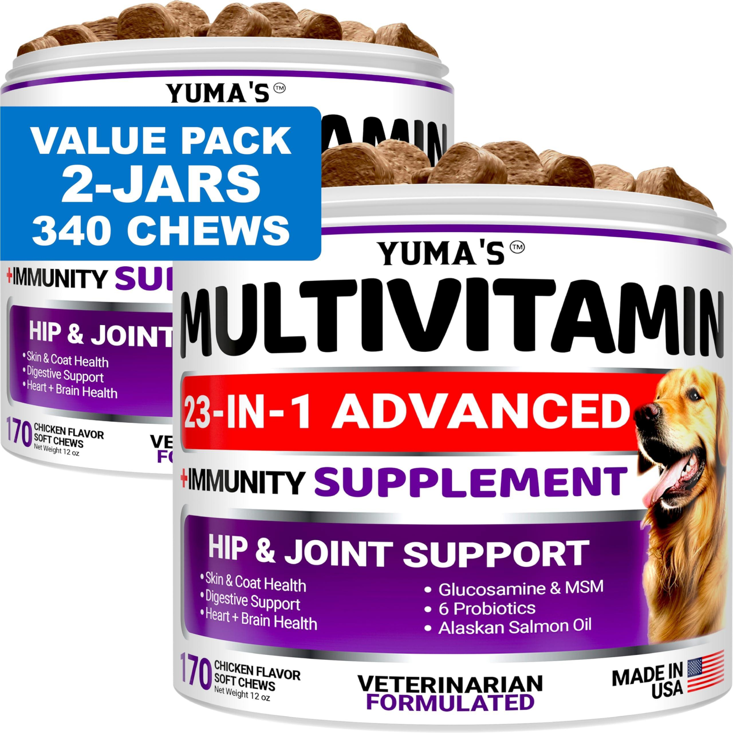 Onlihub Inc 2 Pack Multivitamin Treats for Dogs Made in USA Pet Supplements