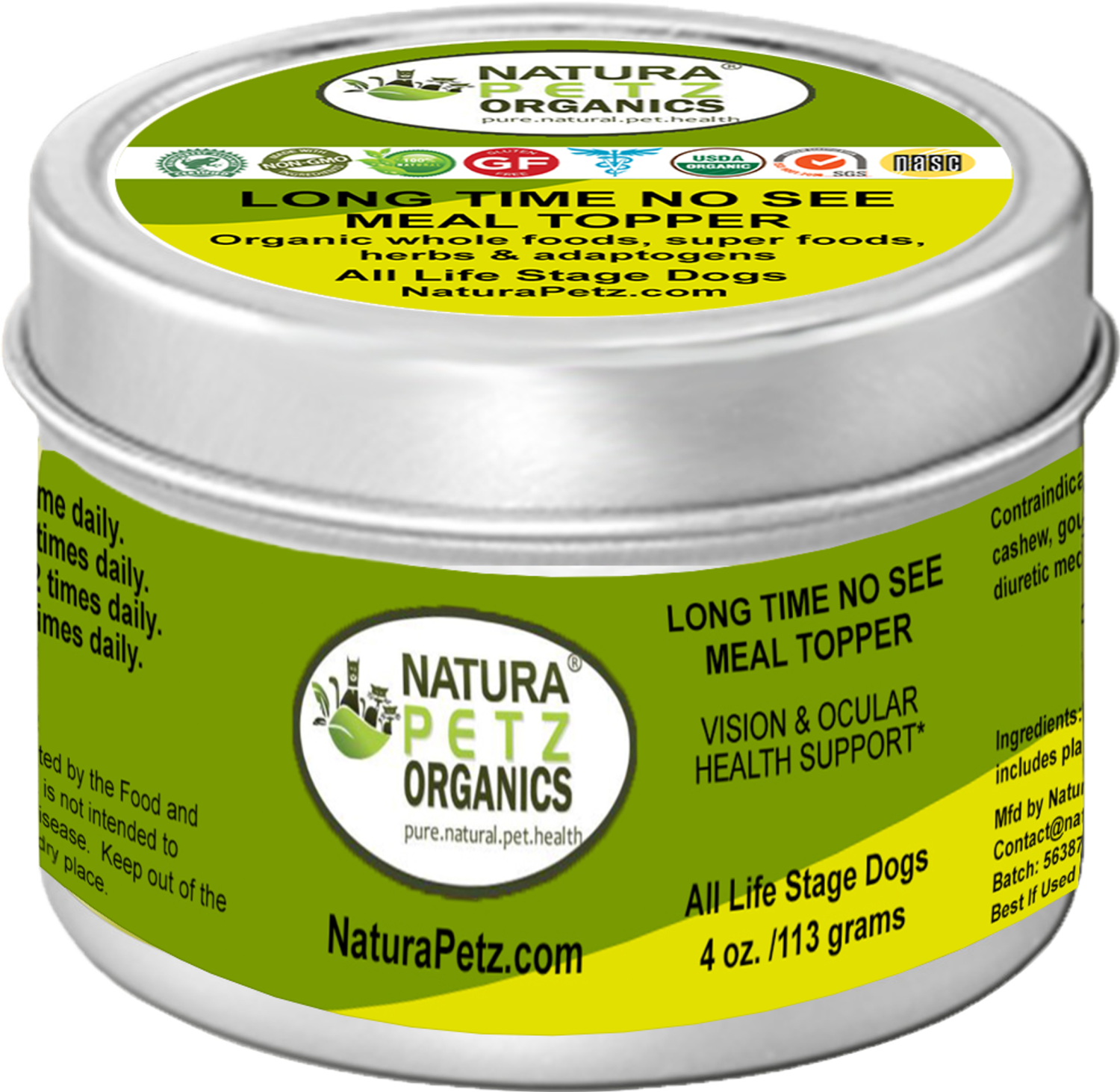 Organic Pet Systems Long Time No See Meal Topper*  Vision & Ocular Health Support* In Dogs And Cats* Dog Food Toppers