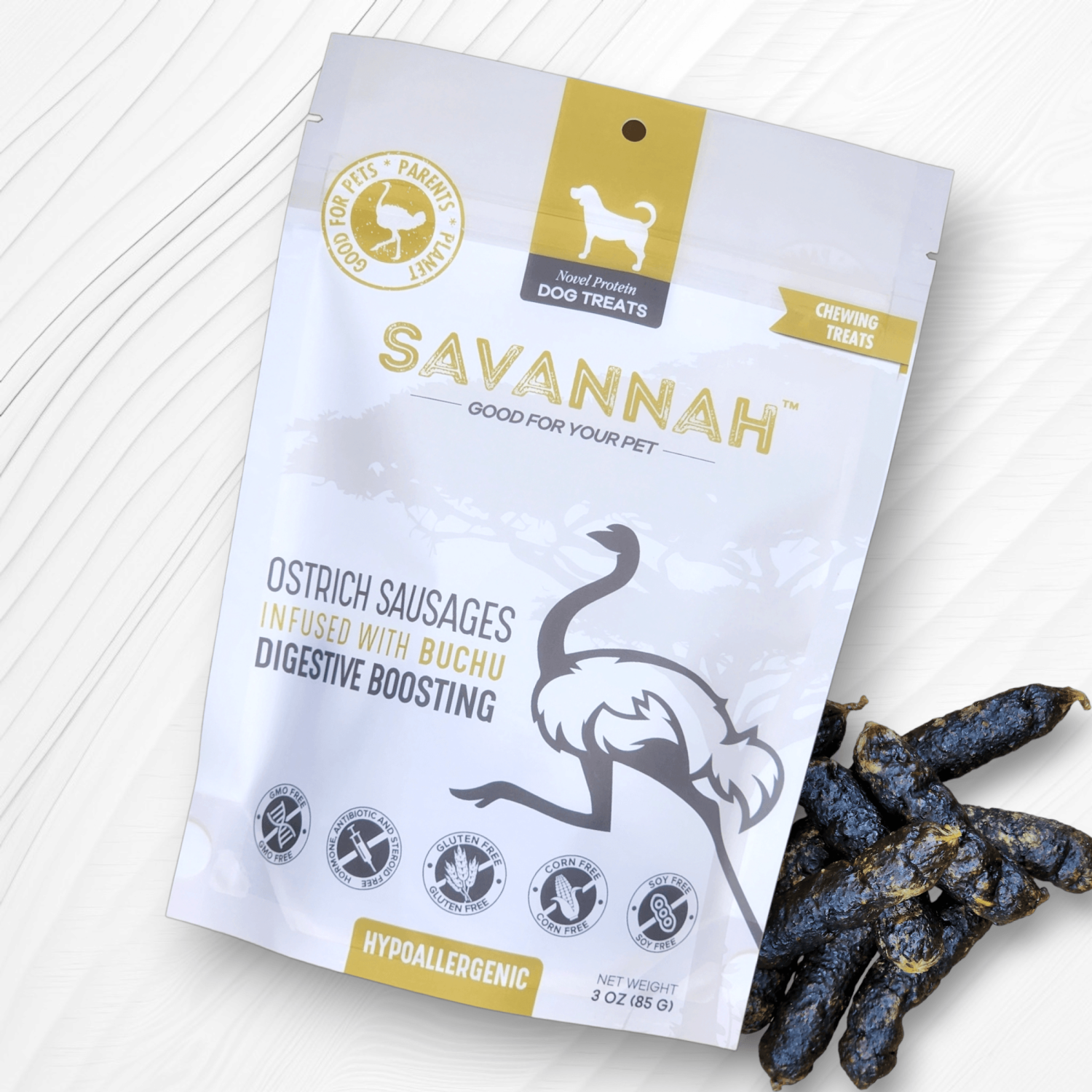 OstriTreats INC Ostrich Sausages with Buchu : The Delicious