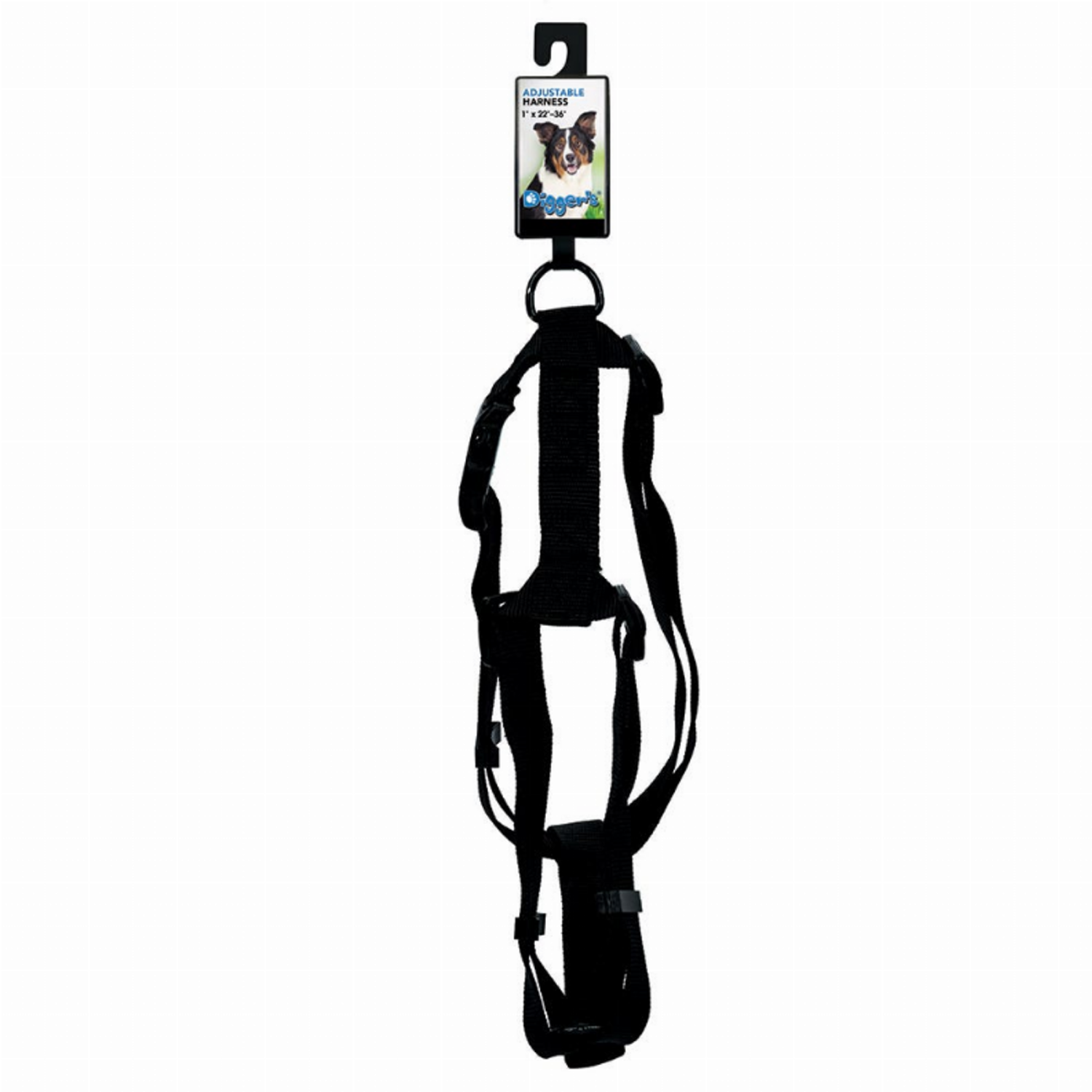 Pet Edge DGR 1in Adjustable Harness Black Harnesses