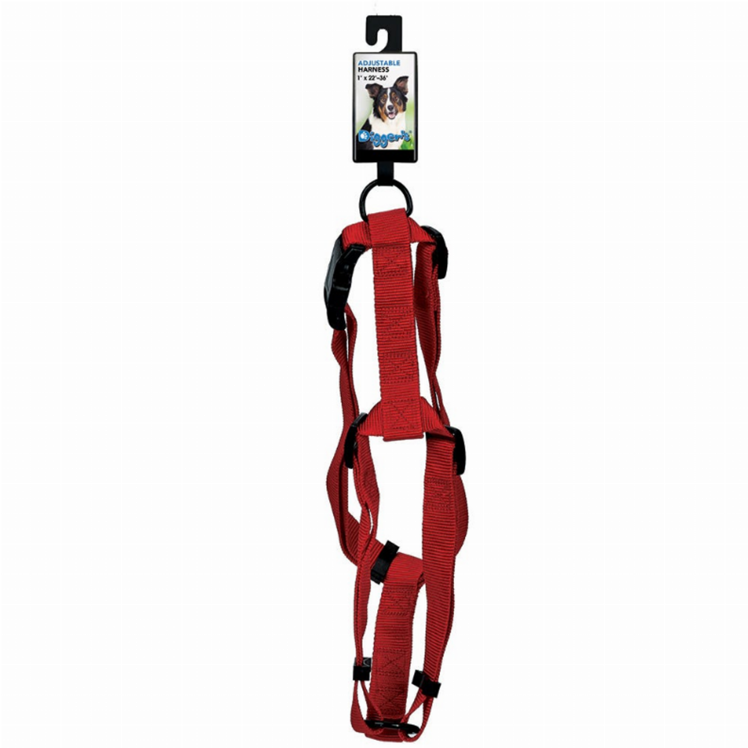 Pet Edge DGR 1in Adjustable Harness Red Holiday