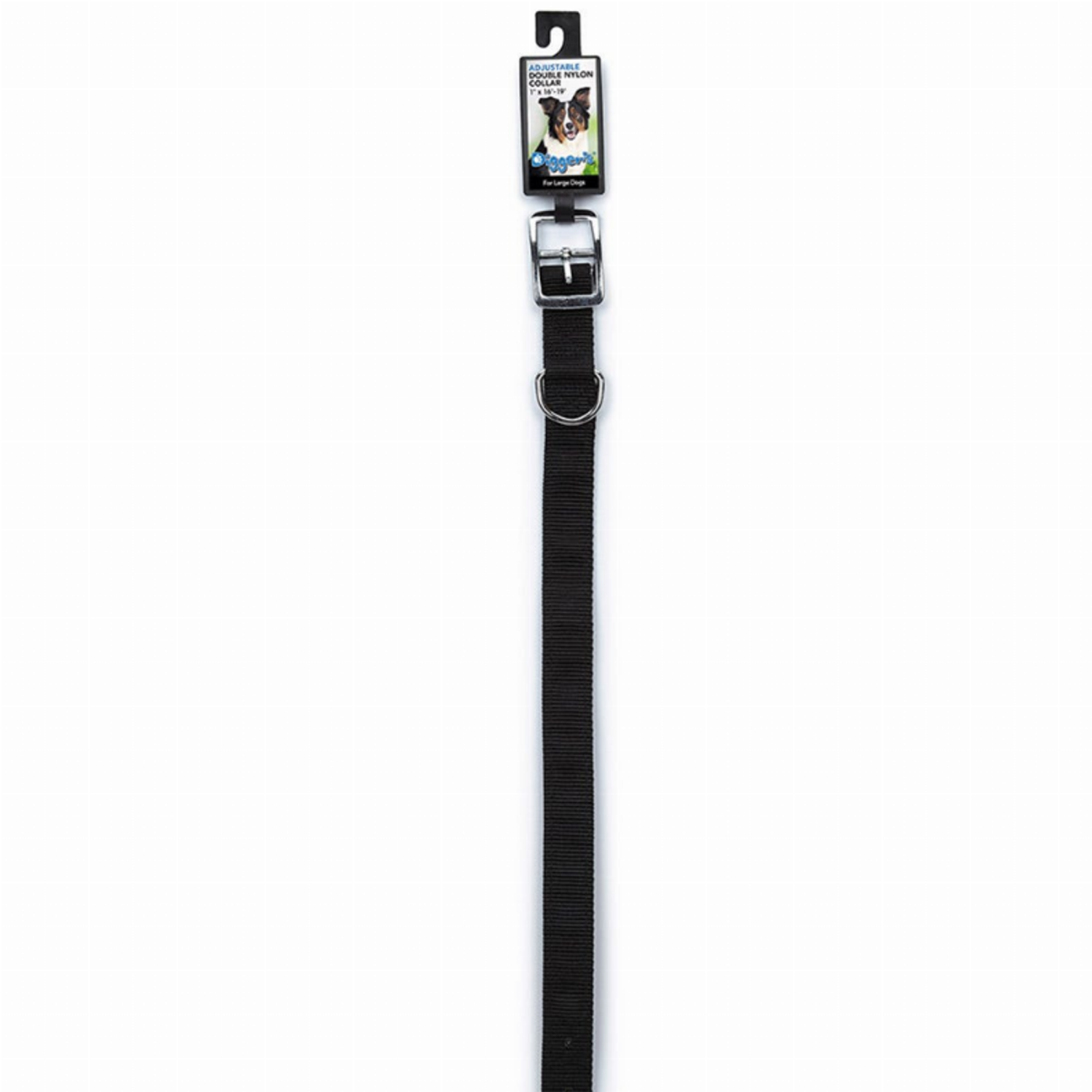 Pet Edge DGR 1in Dbl Nylon Collar 22in Black Collars