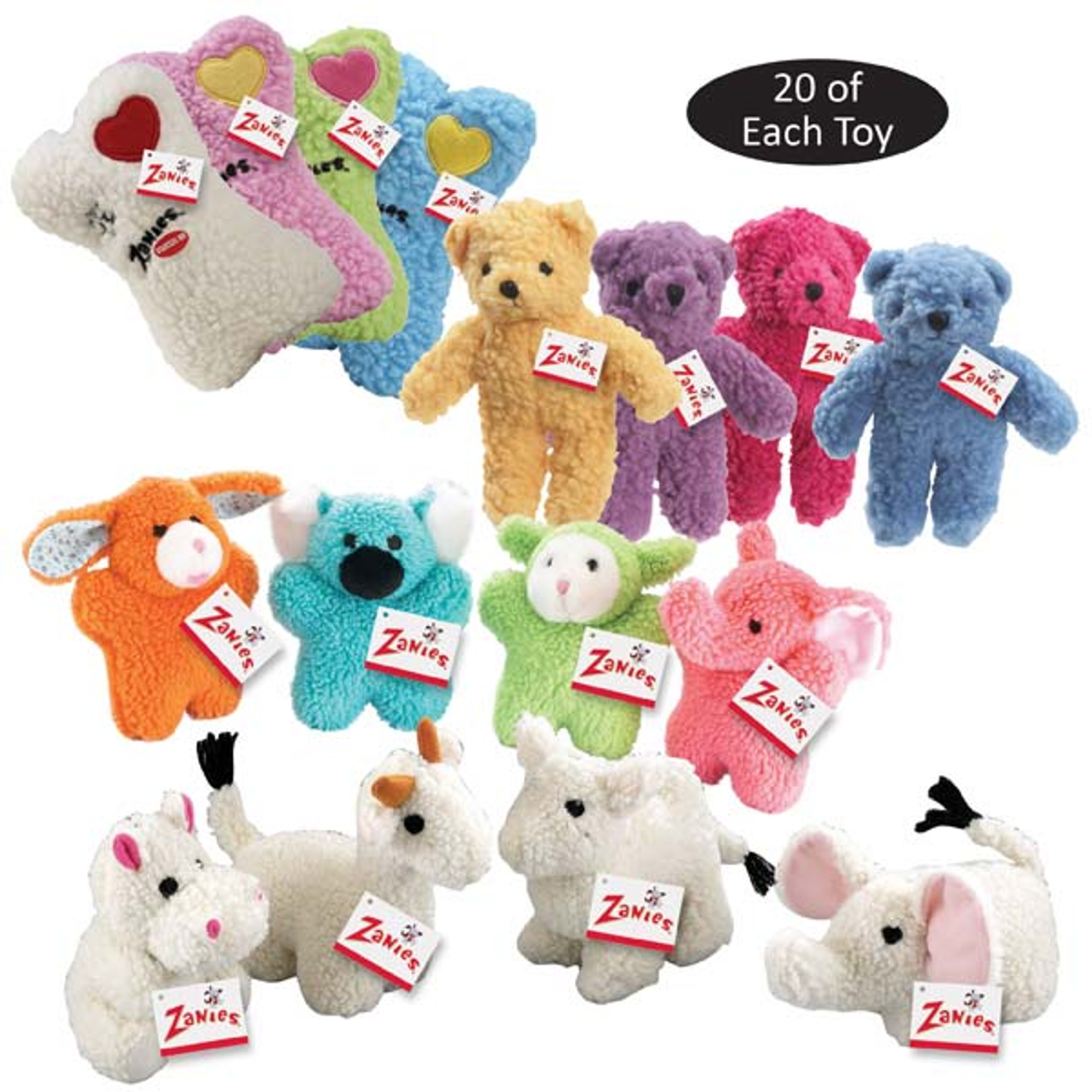 Pet Edge ZA Berber Toy Display Refill 80Pc Stuffed Plush