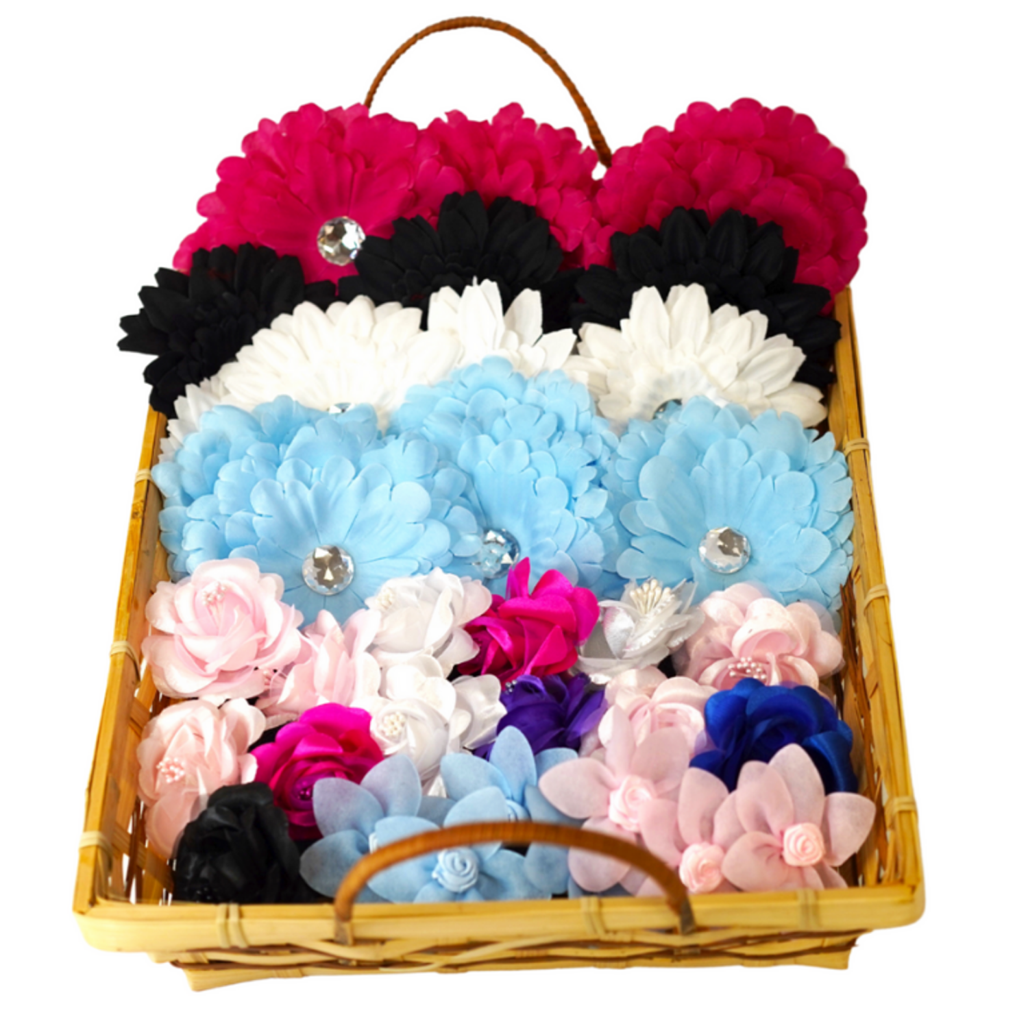 Pets Ribbons DIS004 | 40 Assorted Dog & Cat Bow Flowers in a Basket|Pets Ribbons Pet Accessories
