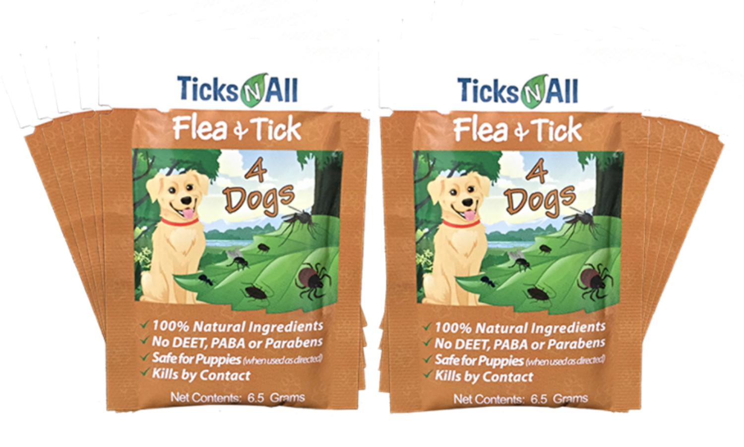 Ticks-N-All All Natural Flea and Tick Wipes 4-Dogs (10 count.) Flea & Tick