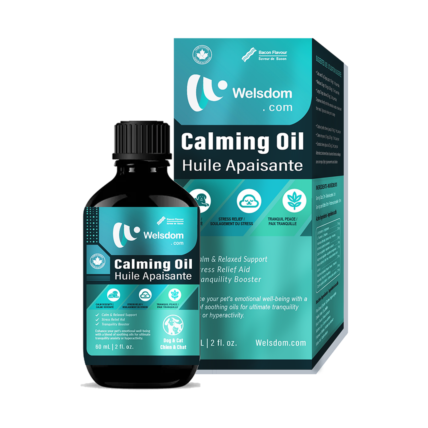 Welsdom Inc. Paws & Relax! Canadian Calming Oil  60mL for Pet Tranquility Vitamins