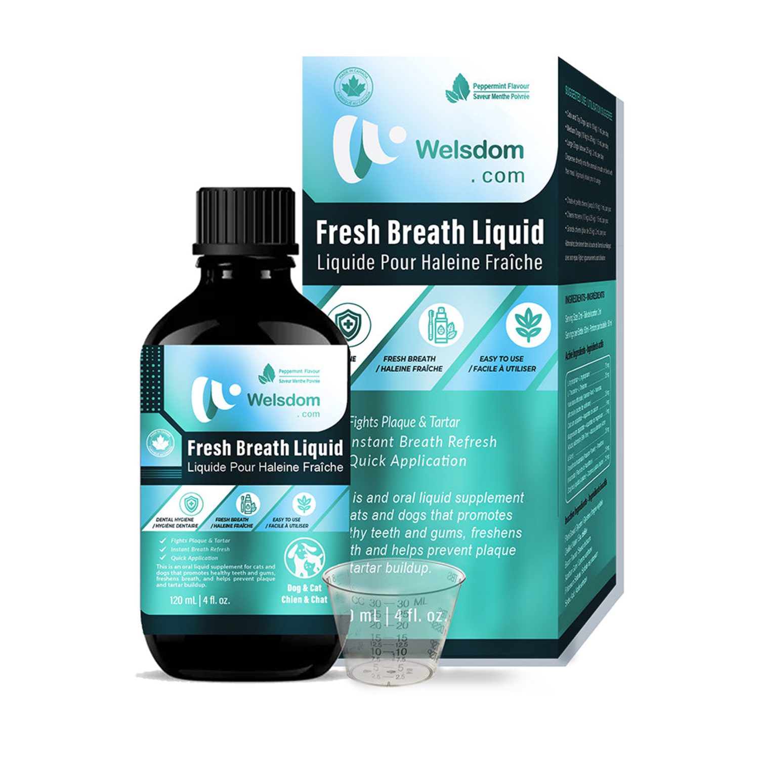 Welsdom Inc. Fresh Breath Liquid  Canadian Dental Water Additive (120mL) Vitamins